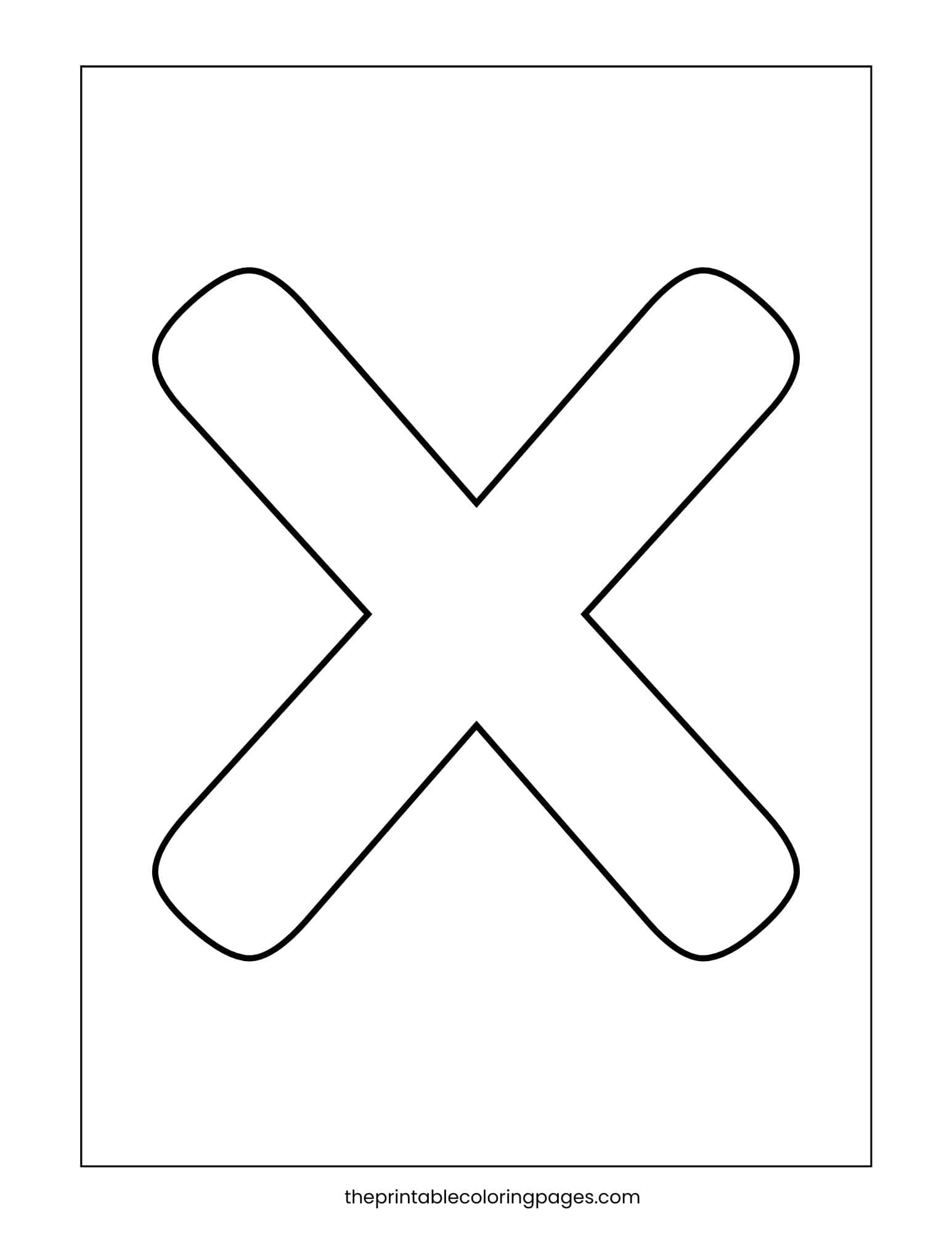 Simple capital letter X with thick outlines for early learners.