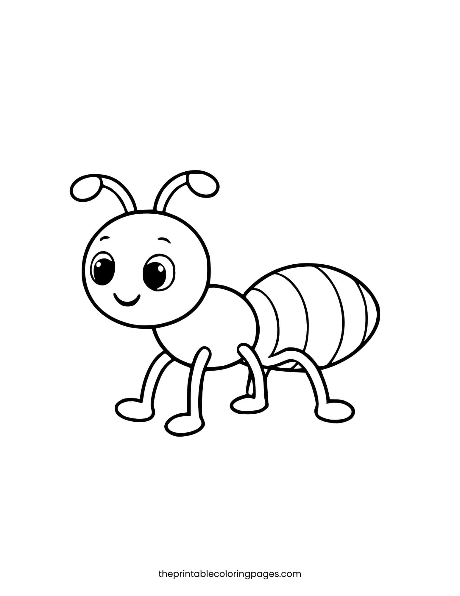 Preschool-friendly ant character with large eyes and thick black outlines.